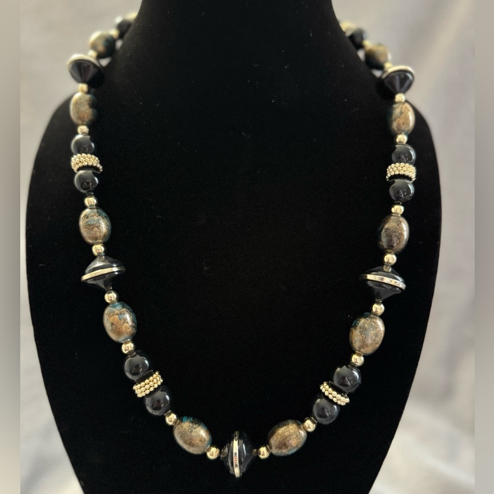 Chic Black and Gold Beaded Necklace